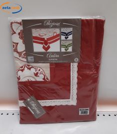 TOVAGLIA IN PANAMA STAMPATA CON PIZZO CM 140X175