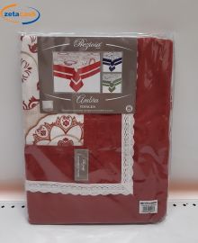 TOVAGLIA PANAMA STAMPATA CON PIZZO CM 140X235 AMARANTO