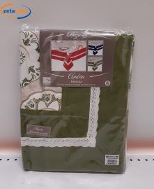 TOVAGLIA PANAMA STAMPATA CON PIZZO CM 140X235 VERDE