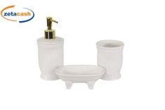 SET 3 ACCESSORI BAGNO IN PORCELLANA LISCIA COLORE BIANCO