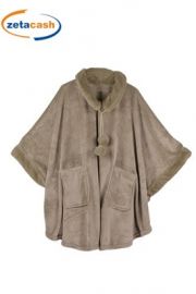 MANTELLA DA CAMERA CORAL CON 2 TASCONI COLLETTO PELLICCIA