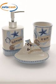 SET 3 PZ ACCESSORI BAGNO CON DEC MARINI RILIEVO