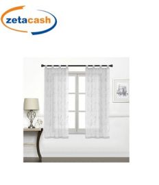 COPPIA TENDINE TRASPARENTI RICAMATE LINEA TRAMONTO CM 60X240