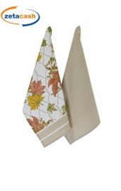 SET 3 STROFINACCI PANAMA STAMPA FOGLIAME BORDI TORTORA 50X70