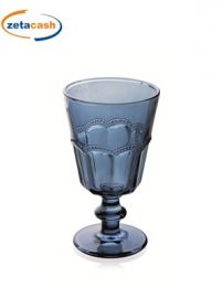 CALICE IN VETRO BLU 6 PEZZI CON LAVORAZIONE IN RILIEVO