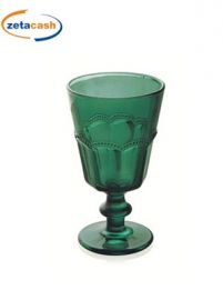 CALICE IN VETRO VERDE 6 PEZZI CON LAVORAZIONE IN RILIEVO