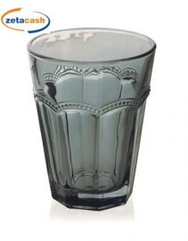 BICCHIERE IN VETRO GRIGIO 6 PEZZI CON LAVORAZIONE IN RILIEVO