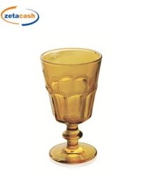 BICCHIERE IN VETRO GIALLO 6 PEZZI CON LAVORAZIONE IN RILIEVO