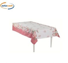 TOVAGLIA IN COTONE FLORA ROSA CON PON PON 140 X 180 CM