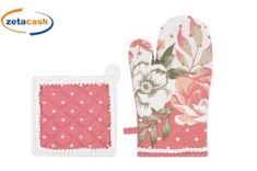 GUANTO E PRESINA FLORA IN COTONE 2 PEZZI ROSA