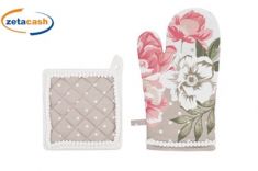 GUANTO E PRESINA FLORA IN COTONE 2 PEZZI NATURALE