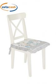 CUSCINO PER SEDIE IN COTONE CON PON PON SET 2 PEZZI GRIGIO