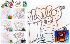 TELA DA COLORARE CON DISEGNO ANIMALE CM 15X15