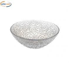 CIOTOLA BOWL IN VETRO TRASPARENTE DECORATO D. 17