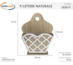 PORTALETTERE LEGNO NATURALE BIANCO H26X20X7 CM