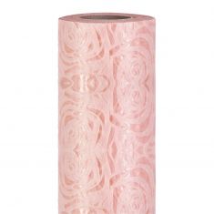 BOBINA TESSUTO ROSA CON ROSE 9 METRI