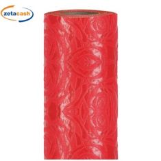 BOBINA IN TESSUTO CON ROSE WOVEN ROSSA 9 METRI