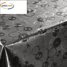 TOVAGLIA CERATA GRIGIO METALIZZATO CON STAMPA CERCHI