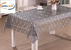 ROTOLO TELA CERATA TRASPARENTE CON BOLLE GRIGIO METALIZZATO