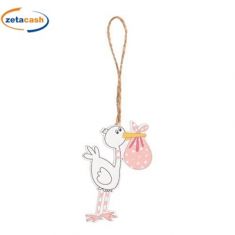 CONF 6 APPENDINO CICOGNA ROSA LEGNO SPAGO H5X4CM