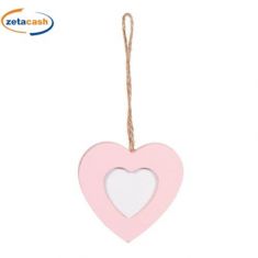 APPENDINO CUORE ROSA LEGNO CON SPAGO H7X7CM