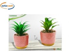 VASO IN CERAMICA ROSA CON PIANTA ASS H16 X Ø9 CM