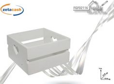 CASSETTA IN LEGNO QUADRATA BIANCA 15 X 15 CM