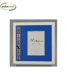 PORTAFOTO IN VETRO BLU MAIOLICHE FORMATO FOTO 13 X 18 CM.