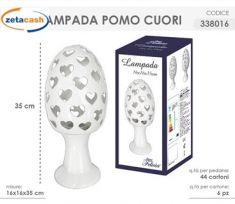 LAMPADA IN PORCELLANA A FORMA DI UOVO CON FORI CM 16X16X35