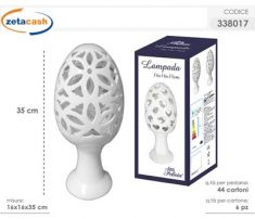 LAMPADA IN PORCELLANA A FORMA DI UOVO CON FORI AGRIFOGLIO