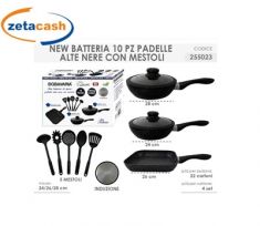 BATTERIA AD INDUZIONE IN PIETRA NERA ANTIADERENTE 10 PEZZI