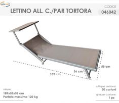 LETTINO CON PARASOLE IN ALLUMINIO E TEXTILENE TORTORA