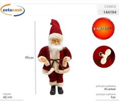 BABBO NATALE CON CARILLON ROSSO E CREMA H 45 CM