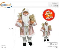 BABBONATALE CON LUCE E MUSICA ROSA H 90 CM