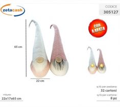 GNOMO BIANCO E ROSA CON LUCE CM 22 X 17 X 65