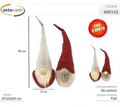 GNOMO BIANCO E ROSSO CON LUCE CM 27X22X85