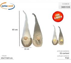 GNOMO BIANCO E GRIGIO CON LUCE 22X17X65