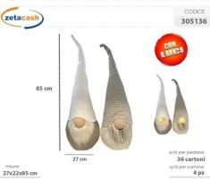 GNOMO BIANCO E GRIGIO CON LUCE CM 27 X 22 x 85