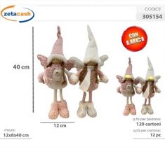 FATINA CON LUCE BIANCO E ROSA CM 12X8X40