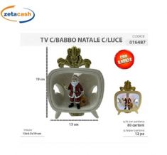 TV CON BABBO NATALE IN POLIRESINA CON LUCE CM 13 X 7 X 19
