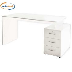 SCRIVANIA IN LEGNO BIANCO MOD DENI CON 3 CASSETTI