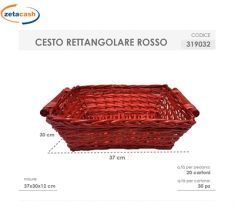 CESTO RETTANGOLARE ROSSO 37 x 30 x 12 cm