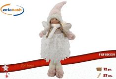 FATINA NATALIZIA CON ALI CON VESTITO BIANCO E CAPPELLO ROSA