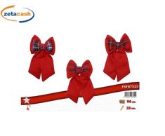 FIOCCO IN TESSUTO ROSSO E SCOZZESE