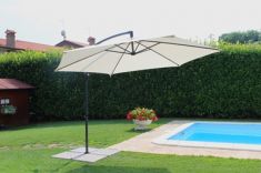 OMBRELLONE ERIS BRACCIO LATERALE D 3CM PALO NERO TELO BIANCO