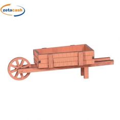 CARRIOLA LEGNO SALMONE H7X22X7CM RUOTA MOVIBILE