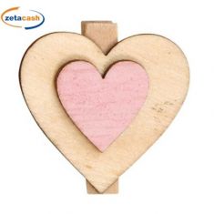 CONF 12 MOLLETTINE LEGNO CUORE INT ROSA 3,5X3,5CM