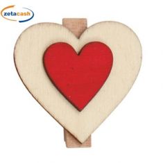 CONF 12 MOLLETTINE LEGNO CUORE INT ROSSO 3,5X3,5CM