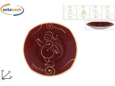 PIATTO NATALIZIO IN VETRO TONDO ROSSO