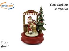 CARILLON BABBO NATALE CON BIMBI H 24 CM